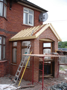 Cutting a roof on a porch 